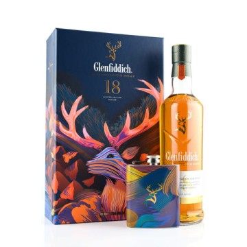 Glenfiddich 18Y Limited Design Giftpack + heupfles