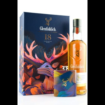 Glenfiddich 18Y Limited Design Giftpack + heupfles