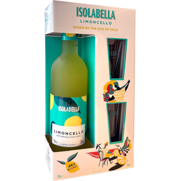 Isolabella Limoncello Geschenkverpakking met 2 Shotglazen