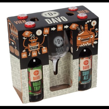 DAVO bier geschenk 4 flesjes + 1 Davo glas