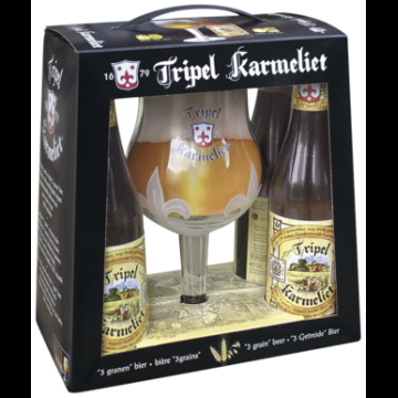 Tripel Karmeliet geschenksverpakking 4x33cl + glas