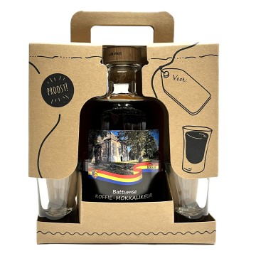Battumse Koffie-Mokkalikeur Geschenkverpakking met 2 Shotglaasjes