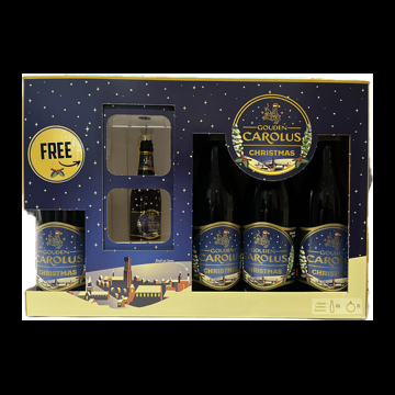 Gouden Carolus Chrismas geschenkverpakking 3 fles + unieke kerstbal