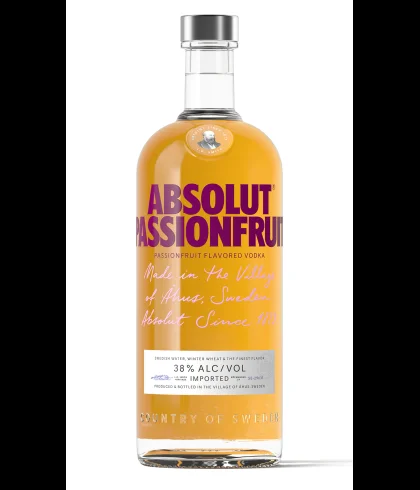 Fles Absolut Passionfruit, wodka, op voorraad bij slijterij t Bockje in Bathmen