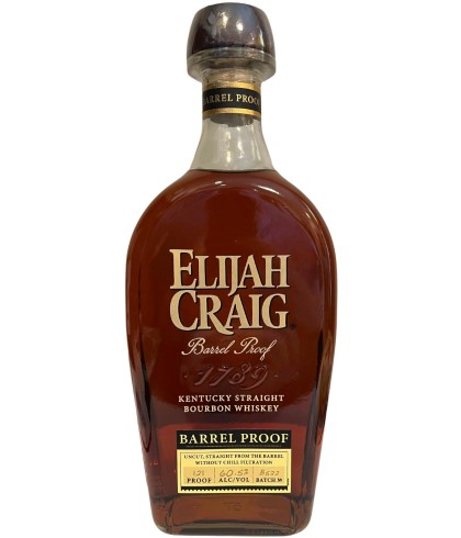 Fles Elijah Craig Barrel Proof, single malt whisky, op voorraad bij slijterij t Bockje in Bathmen