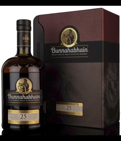 Fles Bunnahabhain 25 Years Old XXV, single malt whisky, op voorraad bij slijterij t Bockje in Bathmen