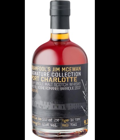 Fles Dramfool Port Charlotte Signature Collection 9.2, zwaar geturfde Islay single malt, op voorraad bij slijterij t Bockje in Bathmen