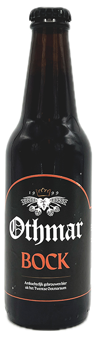 Fles Othmar Bock, bier van Othmar, bij slijterij ’t Bockje in Bathmen