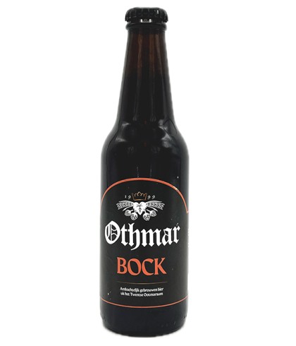 Fles Othmar Bock, bier van Othmar, bij slijterij t Bockje in Bathmen