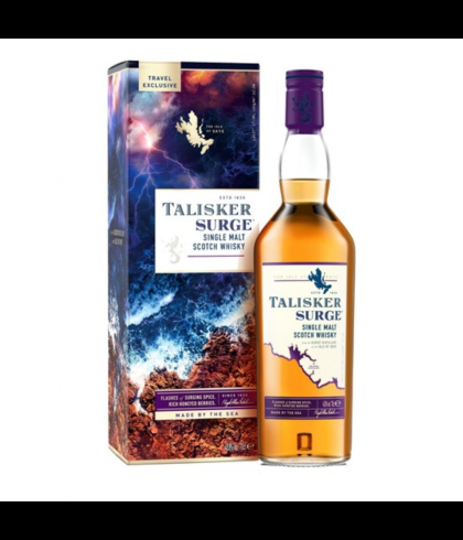 Fles Talisker Surge, single malt whisky van het eiland Skye, op voorraad bij slijterij t Bockje in Bathmen