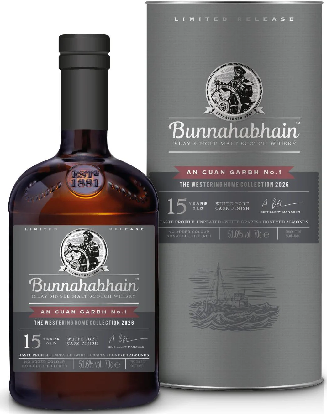 Fles Bunnahabhain 15 Years Old An Cuan Garbh, single malt whisky, op voorraad bij slijterij t Bockje in Bathmen