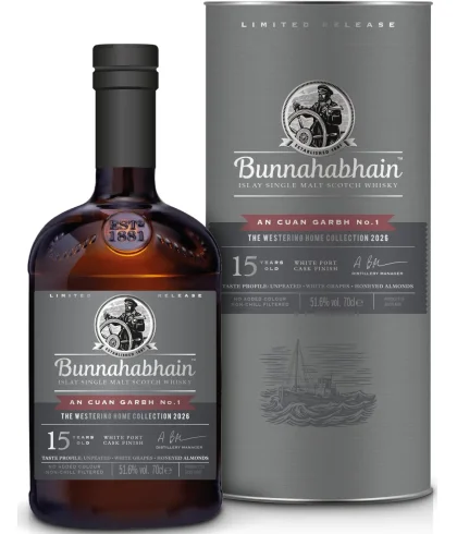 Fles Bunnahabhain 15 Years Old An Cuan Garbh, single malt whisky, op voorraad bij slijterij t Bockje in Bathmen