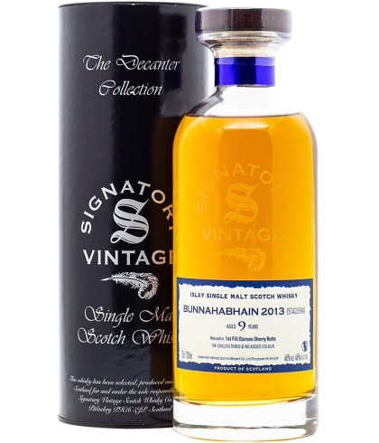 Fles Signatory Decanter Collection Bunnahabhain 2013 9 Years Old, whisky, op voorraad bij slijterij t Bockje in Bathmen