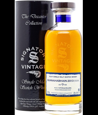 Fles Signatory Decanter Collection Bunnahabhain 2013, single malt whisky, op voorraad bij slijterij t Bockje in Bathmen