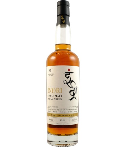 Fles Indiase single malt van Indri, op voorraad bij slijterij t Bockje in Bathmen