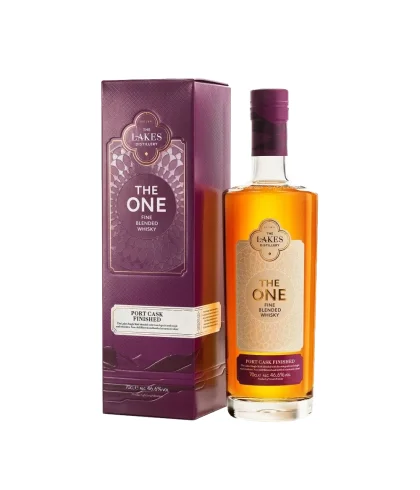 Fles The Lakes The One Port Cask Finished, Engelse whisky uit Cumbria, op voorraad bij slijterij t Bockje in Bathmen