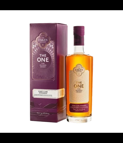 Fles The Lakes The One Port Cask Finished, Engelse whisky uit Cumbria, op voorraad bij slijterij t Bockje in Bathmen