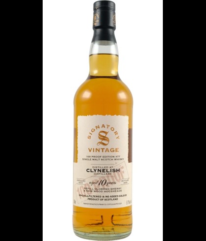 Fles Signatory Vintage Clynelish 10 Years Old 2016 100 Proof #77, enkel vat gebotteld door Signatory Vintage, op voorraad bij slijterij t Bockje in Bathmen