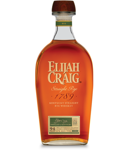 Fles Elijah Craig Straight Rye, single malt whisky, op voorraad bij slijterij t Bockje in Bathmen