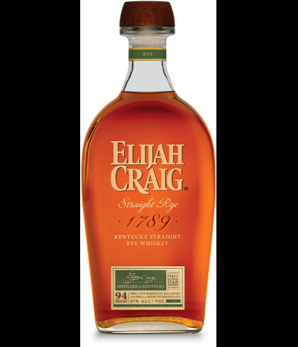 Fles Elijah Craig Straight Rye, single malt whisky, op voorraad bij slijterij t Bockje in Bathmen