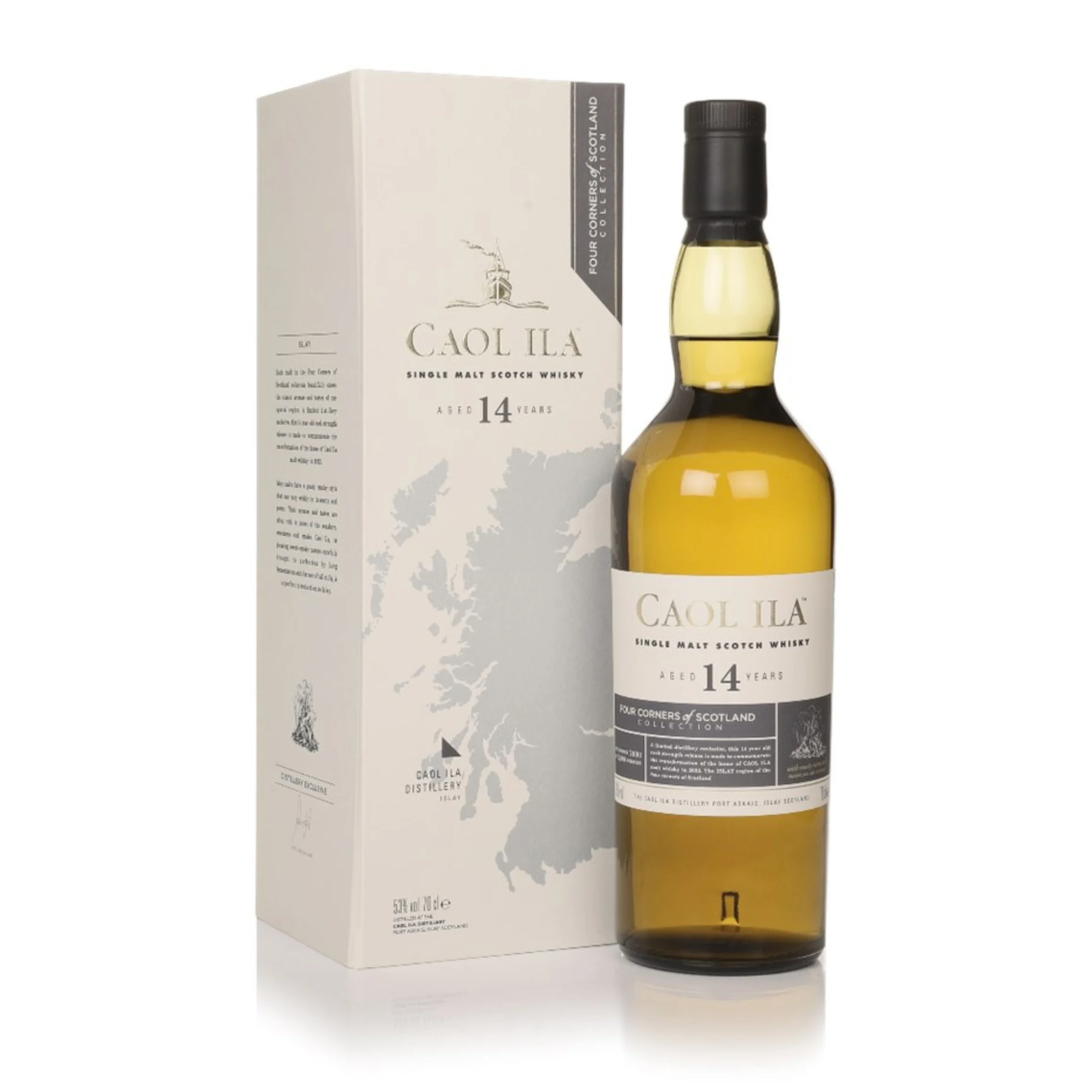 Fles Caol Ila 14 Years Old Four Corners of Scotland, single malt whisky, op voorraad bij slijterij t Bockje in Bathmen
