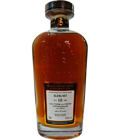 Fles Signatory Cask Strength Collection Glenlivet 18 Years Old #901016, enkel vat gebotteld door Signatory Vintage, op voorraad bij slijterij t Bockje in Bathmen