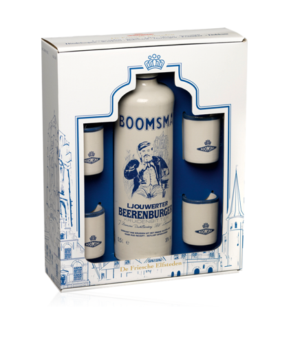 Geschenk Boomsma Beerenburger Geschenkverpakking Kruik met 4 Napjes, bij slijterij ’t Bockje in Bathmen