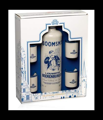 Geschenk Boomsma Beerenburger Geschenkverpakking Kruik met 4 Napjes, bij slijterij ’t Bockje in Bathmen