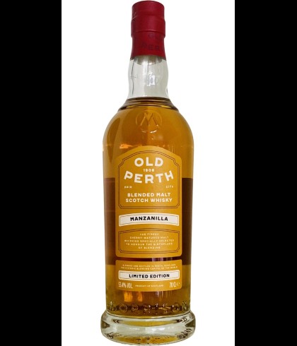 Fles Old Perth Manzanilla, Schotse blended malt op sherryvaten, op voorraad bij slijterij t Bockje in Bathmen