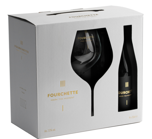 Fles Fourchette Geschenkverpakking 4x30CL met 1 Glas, bier van Fourchette, bij slijterij ’t Bockje in Bathmen