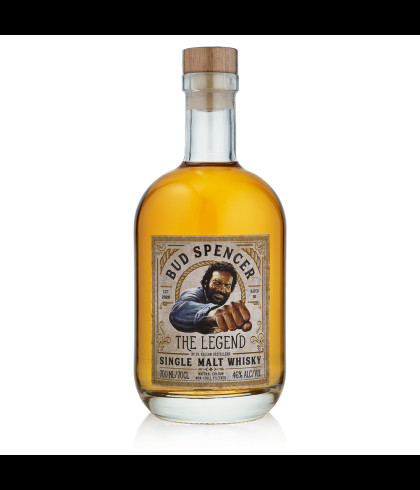 Fles BUD SPENCER THE LEGEND SINGLE MALT WHISKY, whisky, op voorraad bij slijterij t Bockje in Bathmen