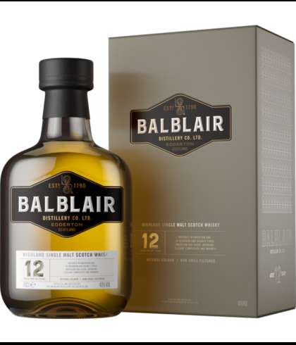 Fles Balblair 12 Years Old, single malt whisky, op voorraad bij slijterij t Bockje in Bathmen
