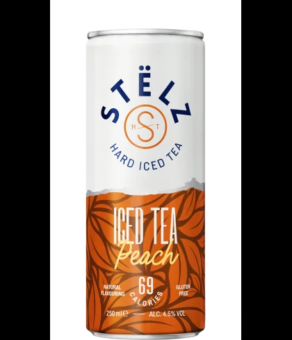 Pre-mix Stëlz Hard Seltzer Iced Tea Peach van Stëlz, bij slijterij ’t Bockje in Bathmen