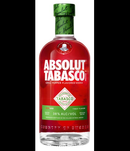 Fles Absolut Tabasco, wodka, op voorraad bij slijterij t Bockje in Bathmen