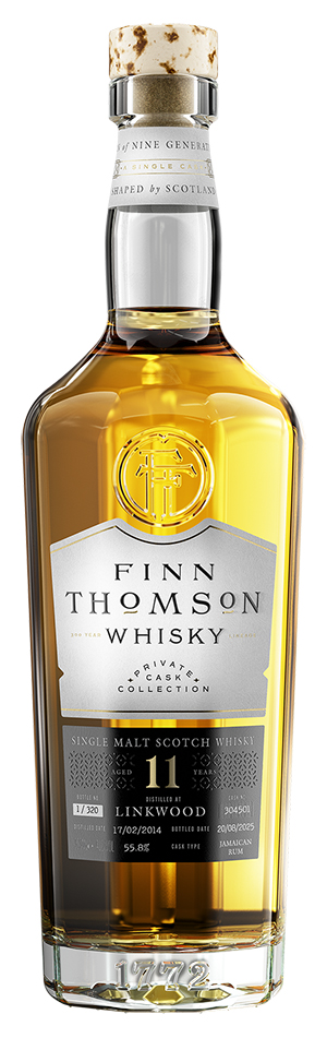 Fles Finn Thomson Linkwood 11 Years Old 2014, single malt whisky, op voorraad bij slijterij t Bockje in Bathmen