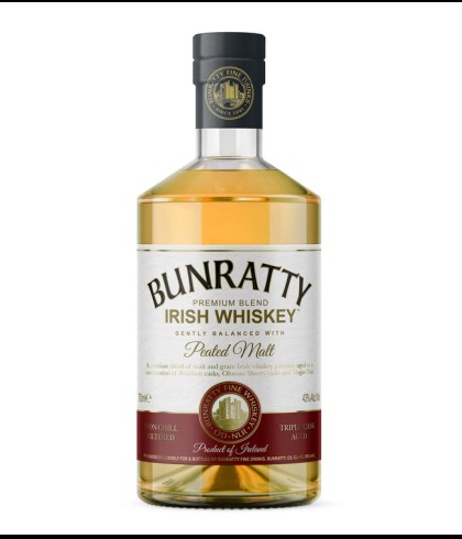 Fles Bunratty Irish Whiskey, whisky, op voorraad bij slijterij t Bockje in Bathmen