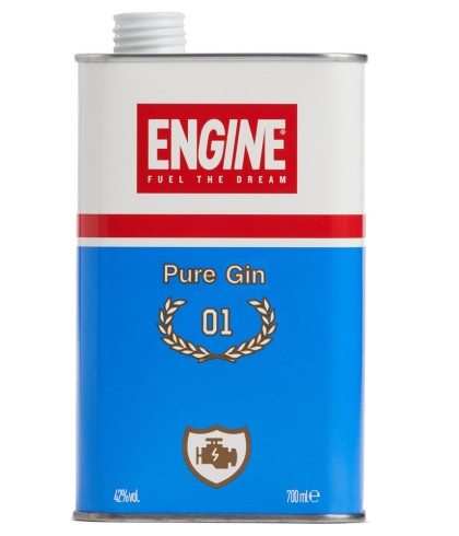 Fles Engine Pure Gin, gin, op voorraad bij slijterij t Bockje in Bathmen