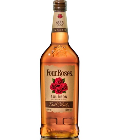 Fles Four Roses Bourbon Whiskey, whisky, op voorraad bij slijterij ’t Bockje in Bathmen