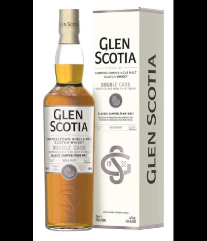 Fles Glen Scotia Double Cask Bordeaux Red Wine Cask Finish, single malt whisky, op voorraad bij slijterij t Bockje in Bathmen