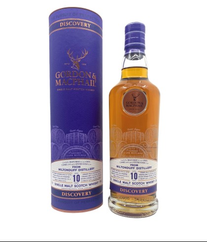 Fles Discovery Miltonduff 10 Years Old, single malt whisky, op voorraad bij slijterij t Bockje in Bathmen