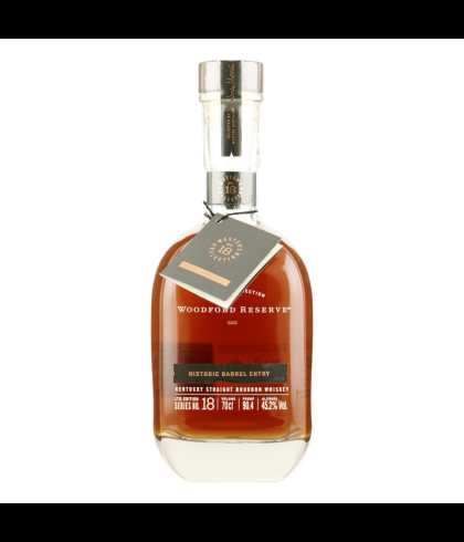 Fles Woodford Reserve Masters Collection Historic Barrel Entry, Amerikaanse whiskey uit Kentucky, op voorraad bij slijterij t Bockje in Bathmen