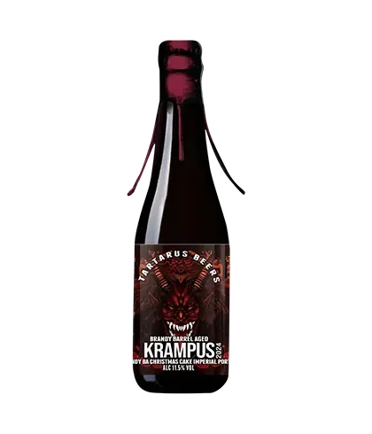 Fles Tartarus Krampus Brandy Barrel Aged Christmas Cake Imperial Porter, bier van Tartarus, bij slijterij t Bockje in Bathmen