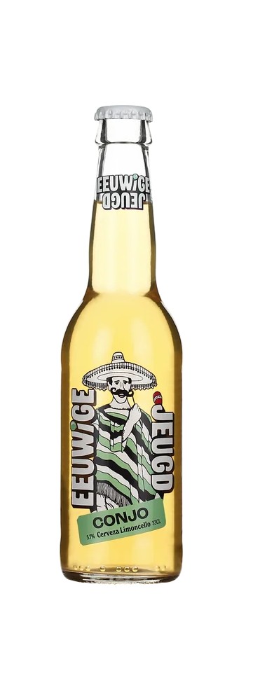 Fles Eeuwige Jeugd Conjo cervezza limoncello, bier van De Eeuwige Jeugd, op voorraad bij slijterij t Bockje in Bathmen