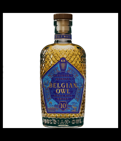 Fles Belgian Owl 10 Years Old, single malt whisky, op voorraad bij slijterij t Bockje in Bathmen