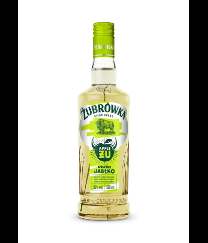 Fles Zubrowka Fresh Kwaśne Jabłko, wodka, op voorraad bij slijterij t Bockje in Bathmen