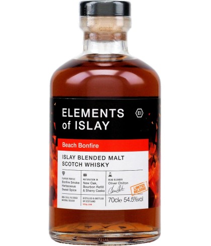 Fles Elements of Islay Beach Bonfire 2023, single malt whisky, op voorraad bij slijterij t Bockje in Bathmen