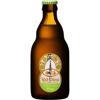 Fles Val-Dieu Hop, bier van Val-Dieu, op voorraad bij slijterij ’t Bockje in Bathmen