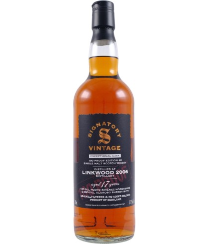 Fles Signatory Vintage Linkwood 2006 - 100 Proof, enkel vat gebotteld door Signatory Vintage, op voorraad bij slijterij t Bockje in Bathmen