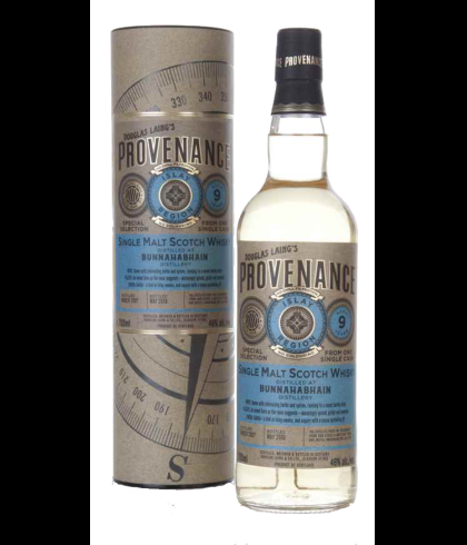 Fles Provenance Bunnahabhain 8 Years Old, Schots enkel vat van bottelaar Provenance, op voorraad bij slijterij t Bockje in Bathmen