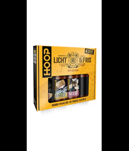 Brouwerij Hoop Licht en Fris geschenkverpakking met vier flessen, op voorraad bij slijterij t Bockje in Bathmen